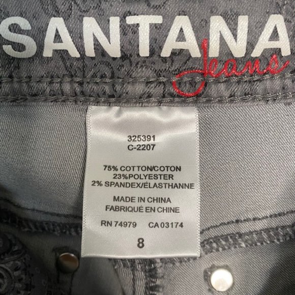 Upcycled Grey Jeans/recycled jeans/embellished jeans/reworked jeans - Picture 7 of 8